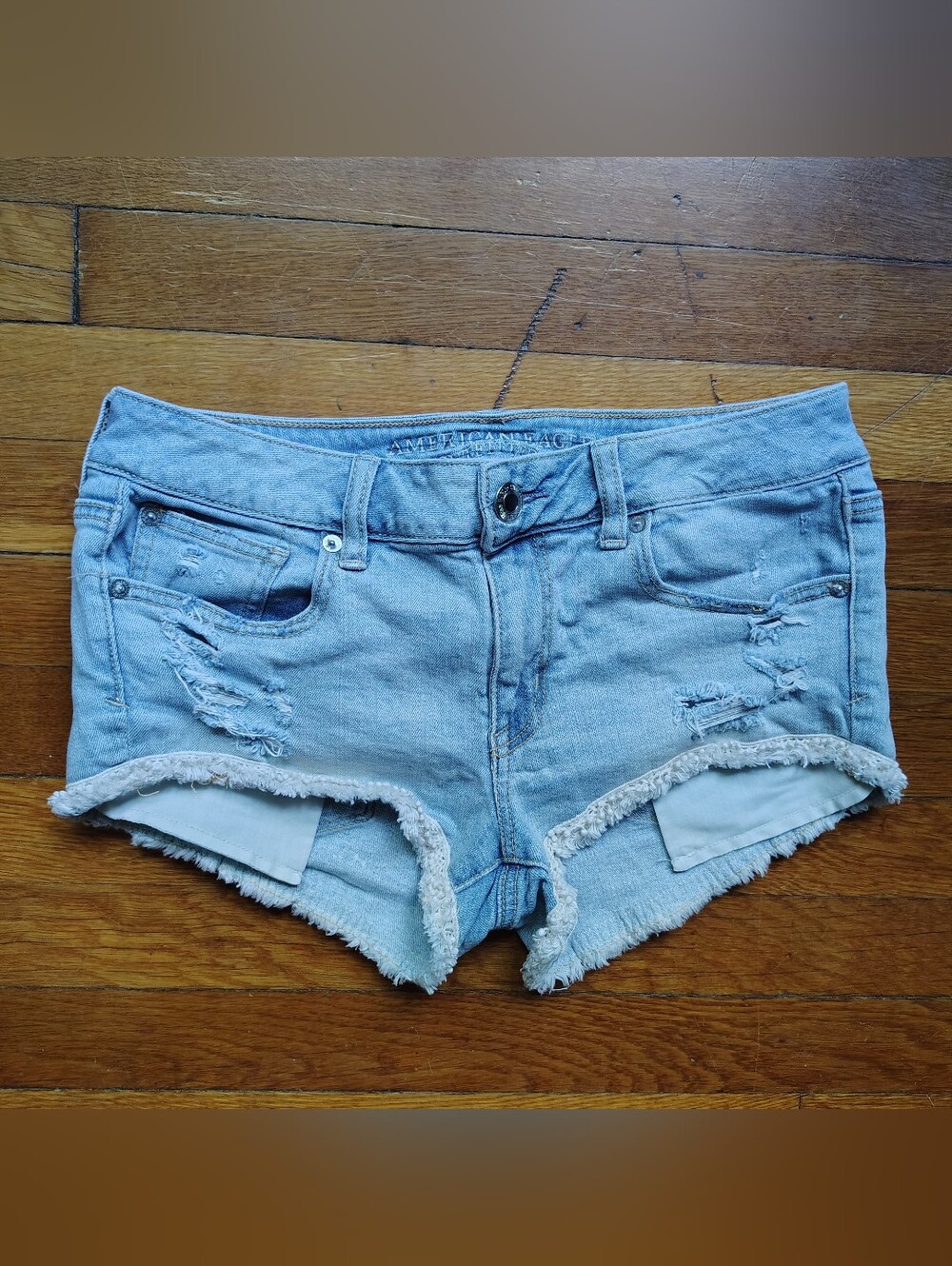 American Eagle Micro Mini Jean Denim Short Shorts Low Rise Y2K Sz 6/8 Medium